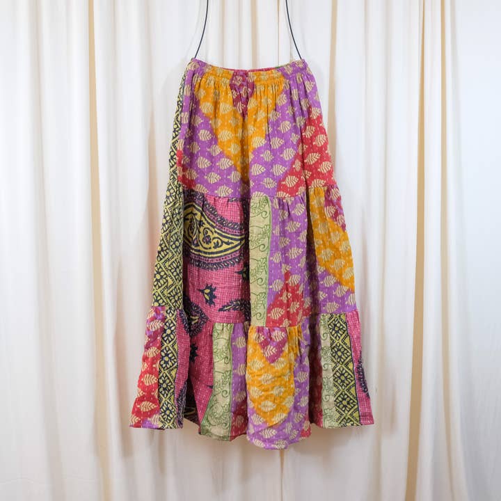 Karma Nepal Crafts - Vendita all'ingrosso Gonna - Donna - Gonna lunga boho Kantha con tasche1