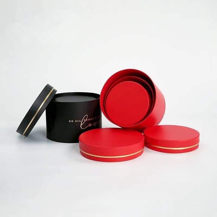 Elegant Design Supply - Wholesale Gift Box - Gold Rim Round Flower Gift Box5