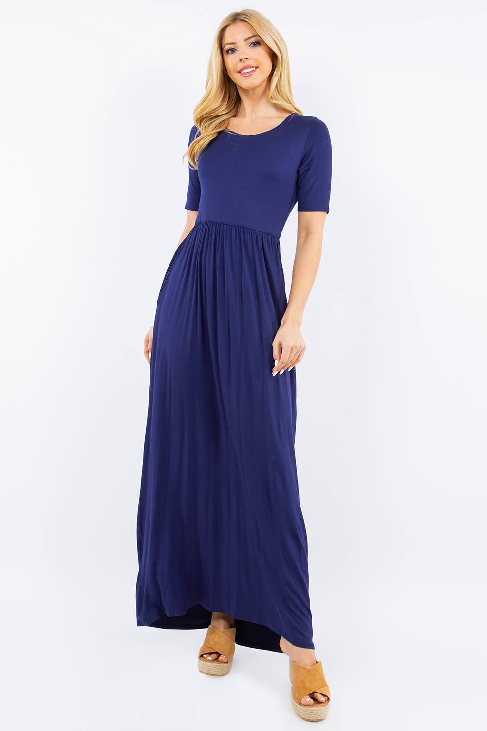 Celeste Clothing - Wholesale Dress - Women's - PLUS SIZE MODEST MAXI DRESS WITH POCKETS -CD23411T-PL10