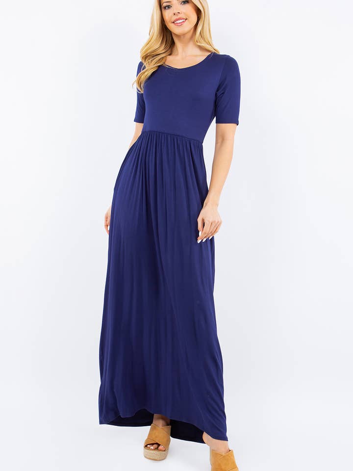 Celeste Clothing - Wholesale Dress - Women's - PLUS SIZE MODEST MAXI DRESS WITH POCKETS -CD23411T-PL10