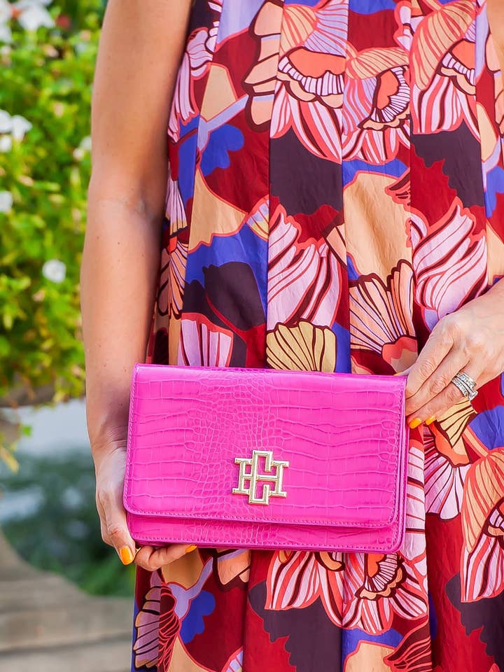 Bryn Clutch/Crossbody Hot Pink EC for wholesale by Caroline Hill