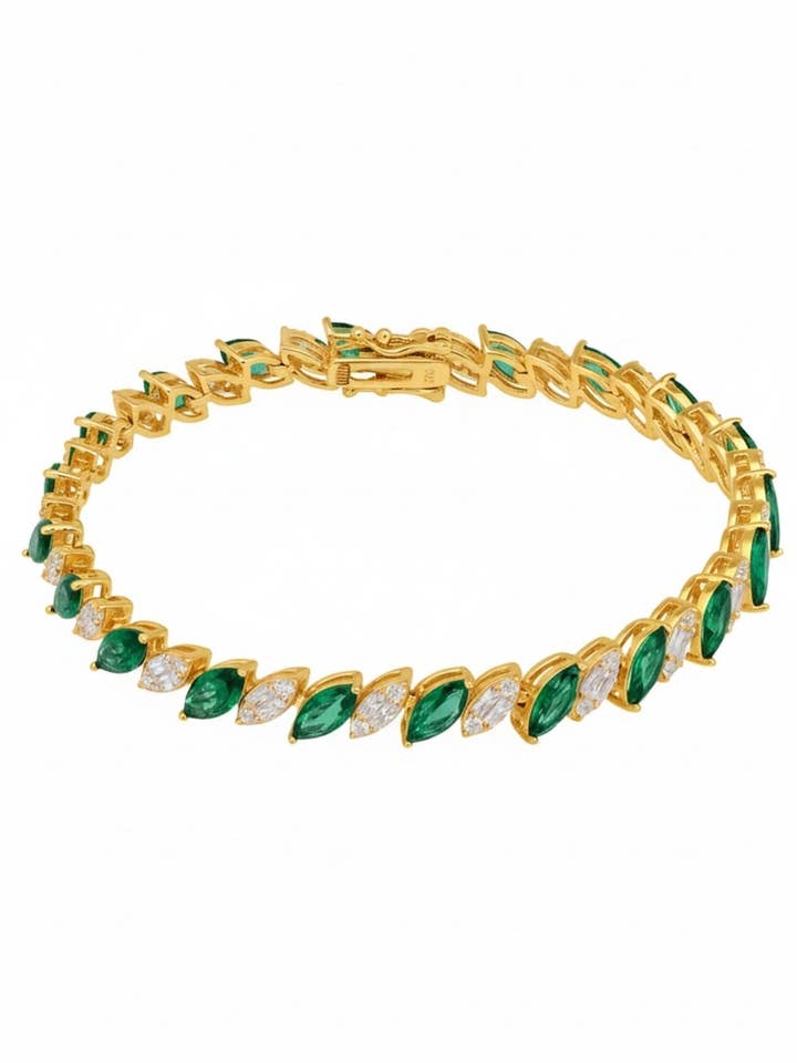 Bracelet de tennis vicomtesse émeraude or pour la vente par Latelita