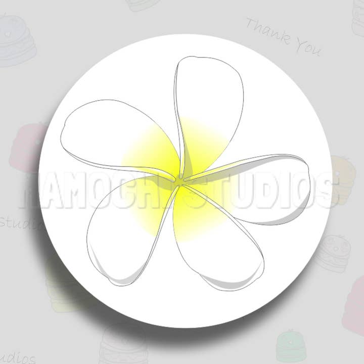 Adesivi fustellati, motivo: fiore, cerchio in plumeria bianca per la vendita all'ingrosso da parte di MaMochi Studios