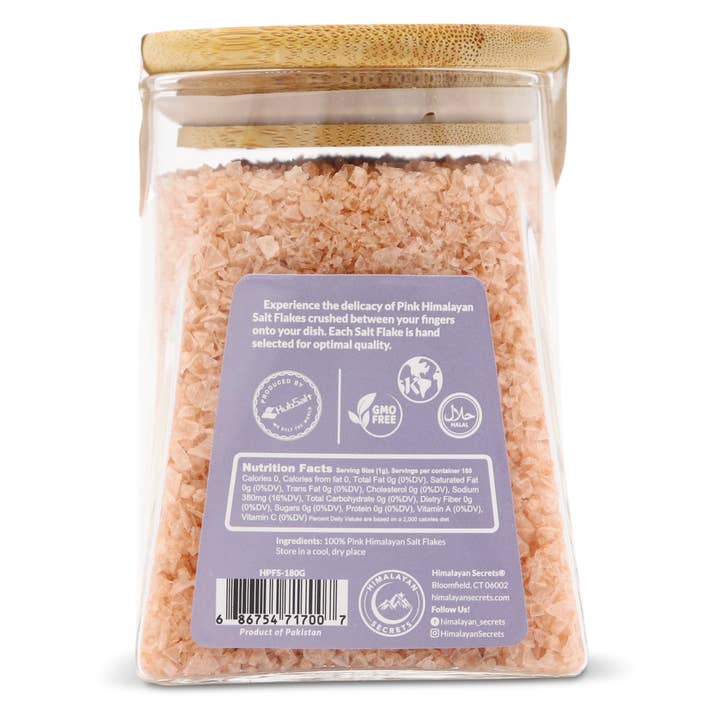 Himalayan Secrets - Wholesale Salt - Pink Himalayan Flake Salt - 180g Glass Jar3