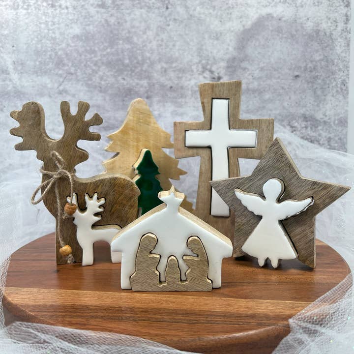 Your Heart's Content - Wholesale Decorative Tabletop Object - GIFT with PURCHASE Wooden Enamel Puzzle Holiday Decor