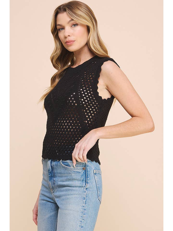 Allie Rose – wholesale Knit top – Women's – Sweater Tank with Scallop Edges4