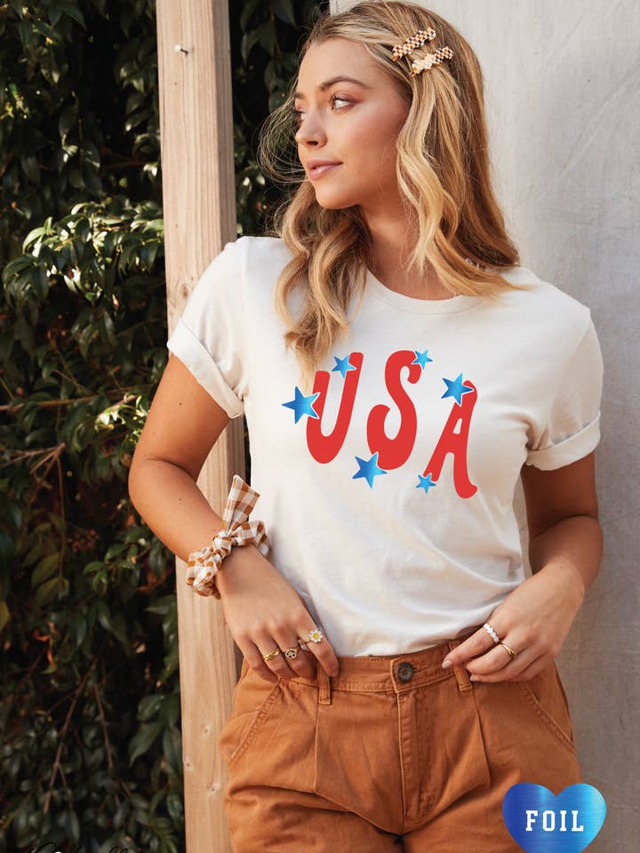 USA FOIL Graphic T-shirt for wholesale by OAT COLLECTIVE