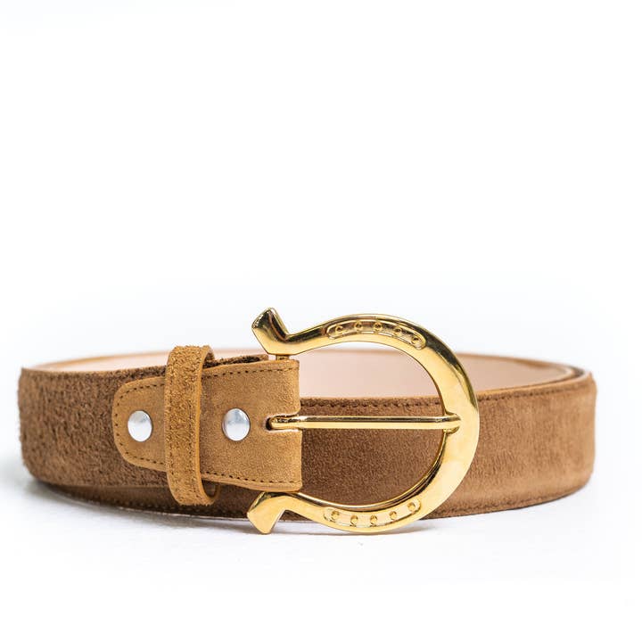 CITY Suede Belt - Gold Buckle for wholesale by Esquivias Boots