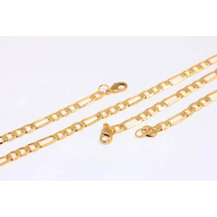 25cm 24k Shiny Gold Bracelet, Figaro Chain Bracelet, MLS106 for wholesale by QueenJewelryM