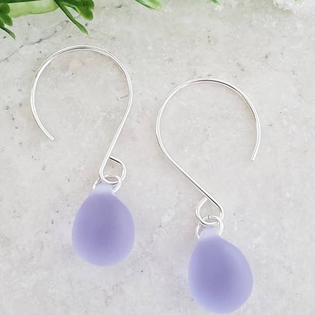Sosie Designs - Wholesale Dangle Earrings - Silver Eco Sea Glass Sea Droplets Earrings - Periwinkle
