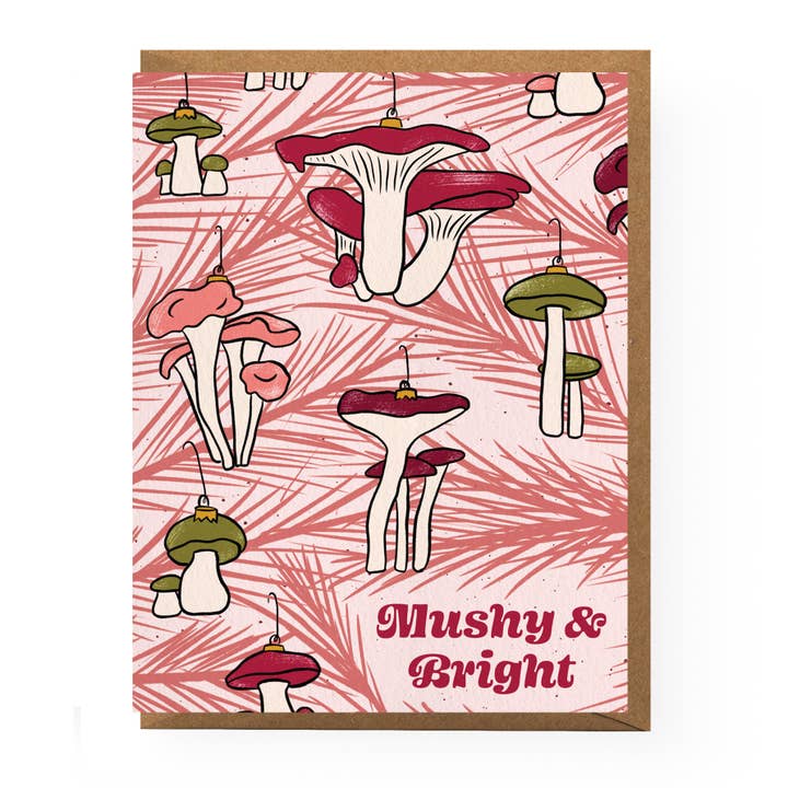 Mushroom Holiday Card for wholesale by Boss Dotty Paper Co.