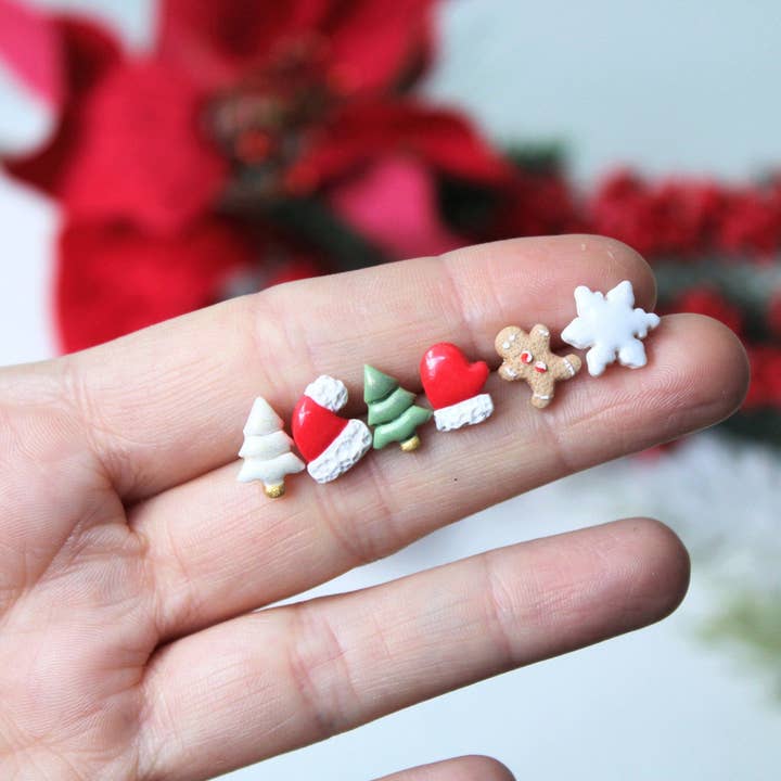 Studio Niani - Wholesale Stud/Post Earrings - Tiny Stud Earrings, Christmas Stud Earrings, Stud Pack7