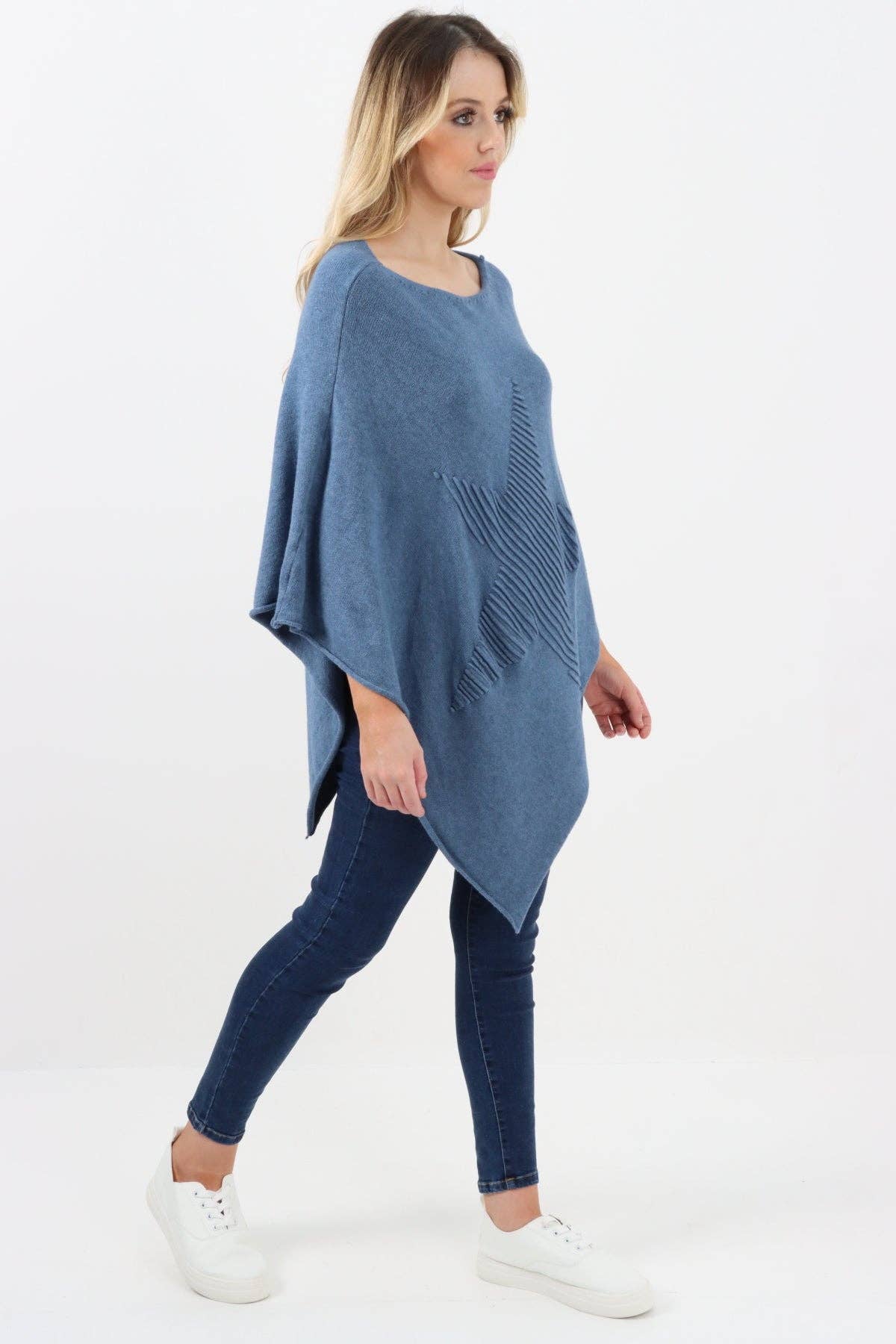Miss Bold – wholesale Poncho – Women's – Italian Knitted Lagenlook Star Poncho12