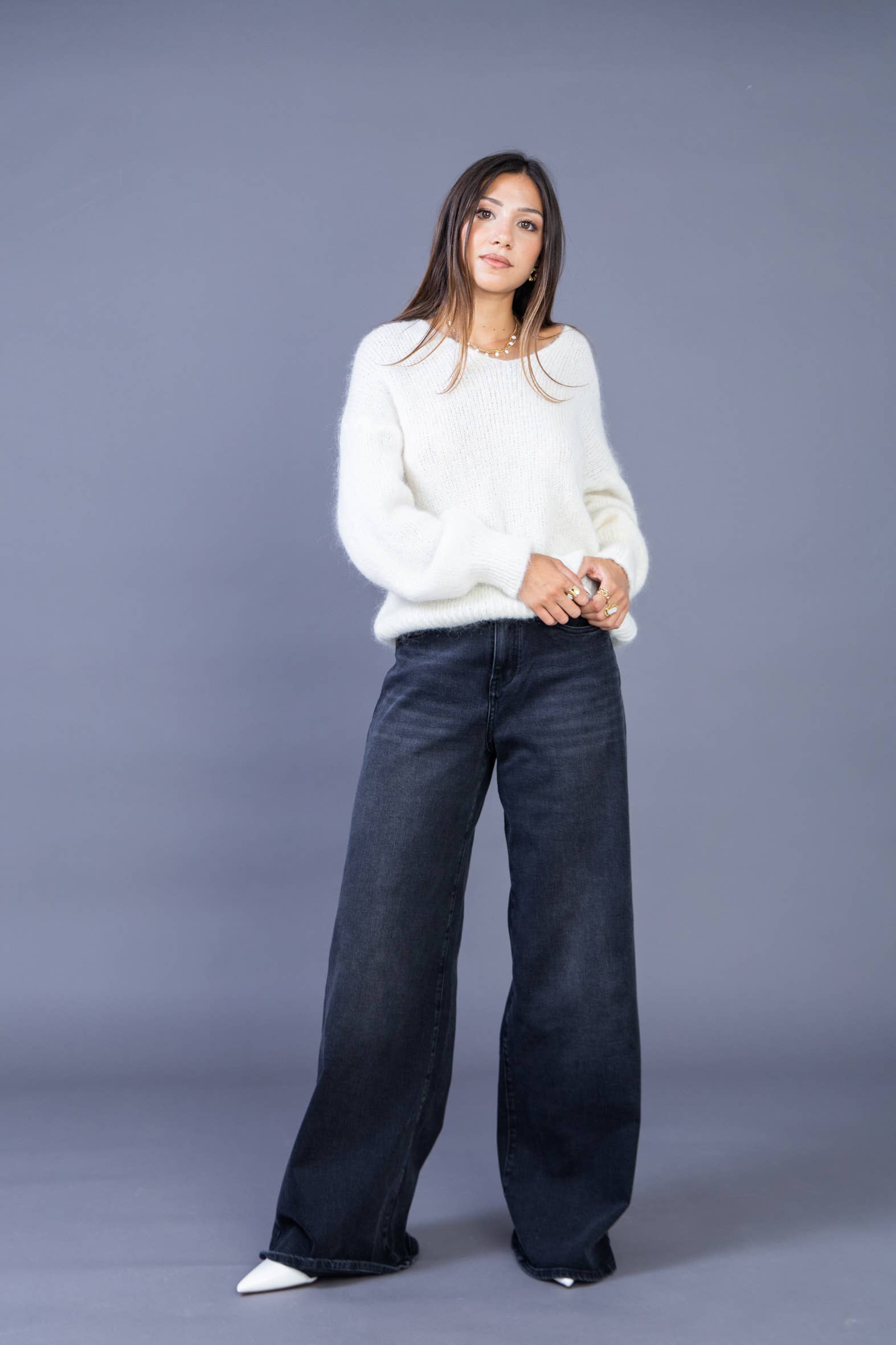 ANA & LUCY - Wholesale Jeans - Women's - Women's ultra wide leg jeans (Palazzo) "Nolwenn" - ANA & LUCY1