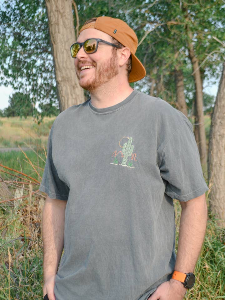 Desert Embroidered T-Shirt - Southwestern & Cactus Apparel for wholesale by Shoreline Spirit