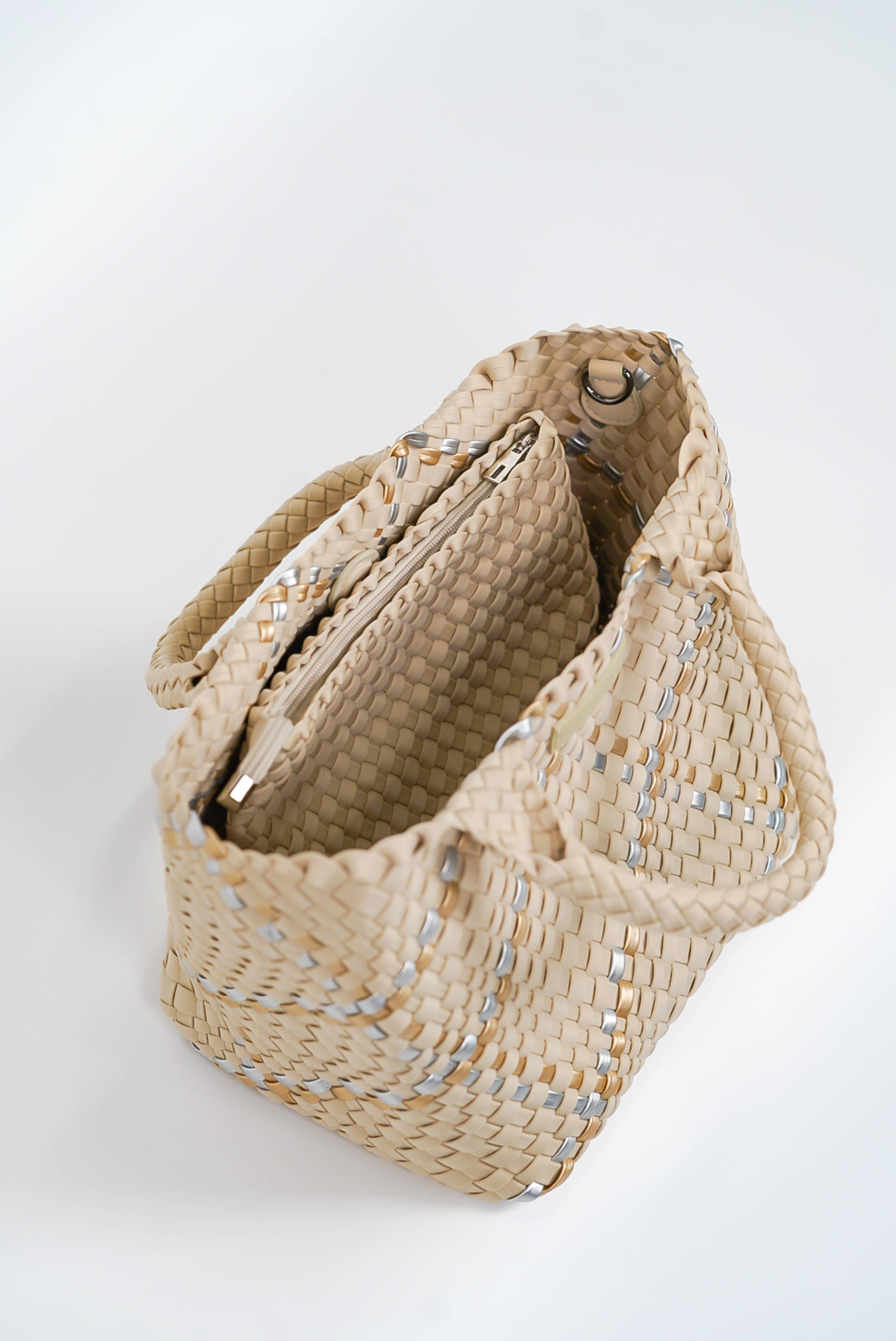 Parker & Hyde - Wholesale Tote Bag - Women's - Classic Woven Tote - Beige Metallic2