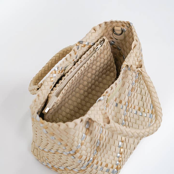 Parker & Hyde - Wholesale Tote Bag - Women's - Classic Woven Tote - Beige Metallic2