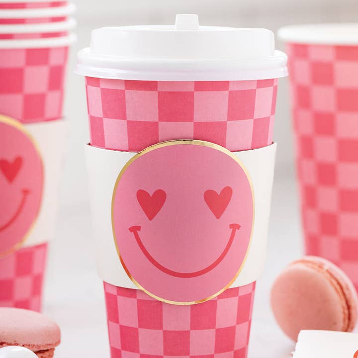 My Mind’s Eye - Wholesale Disposable Cup - PLTG486 - Checker Smiley Face To Go Cups