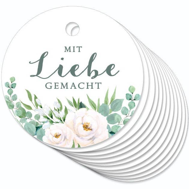 12 PENDANTS made with love • branches white green • hanging for wholesale by fioniony®