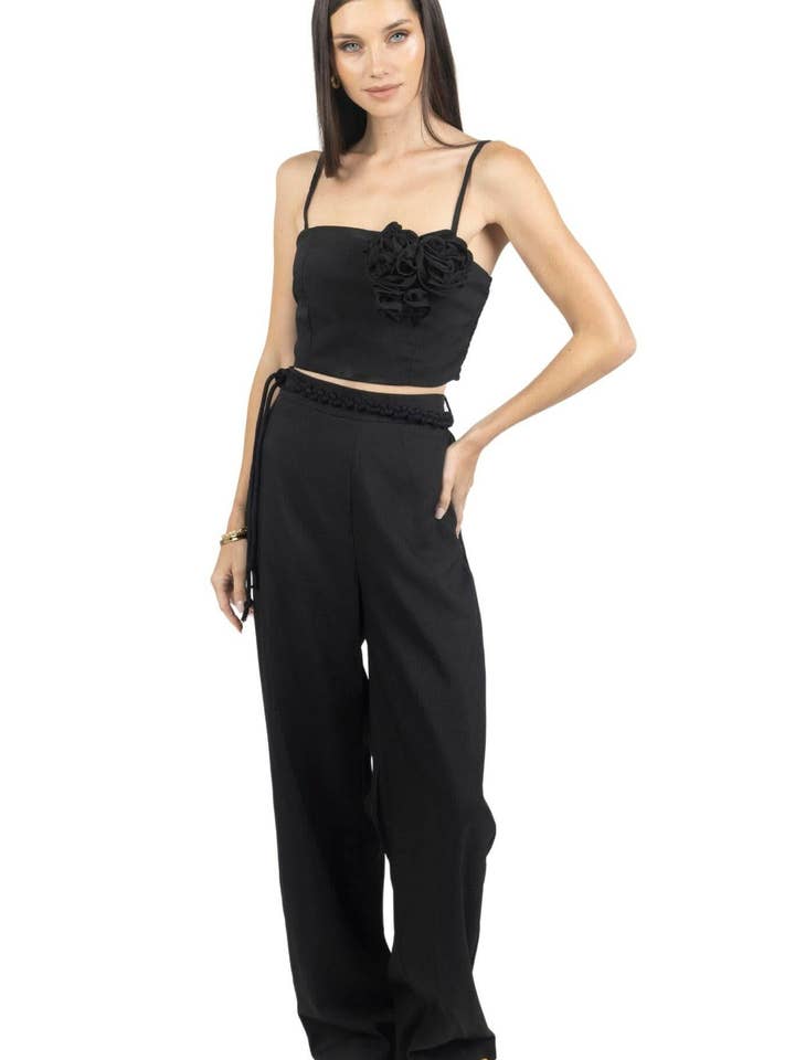 Rosalia Pants and Top Set in Black for wholesale by Akalia