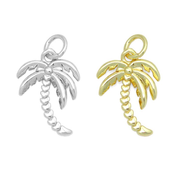 Gold Coconut Tree Shape Charm Pendant, Sku#LD695 for wholesale by BestBeads&Beyond