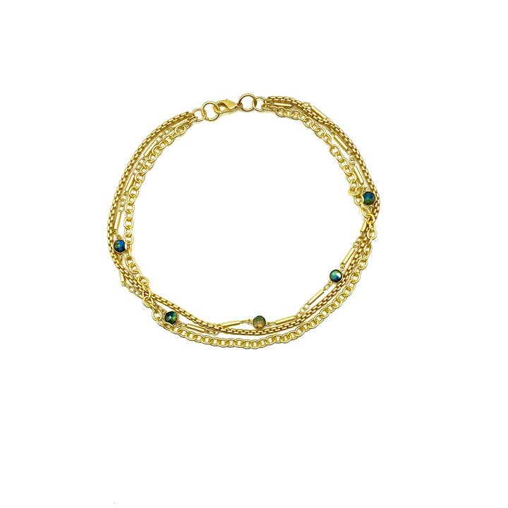 LJ Sonder – wholesale Link & chain necklace – Roxie - Multi-strand necklace including bezel set semi-precious stones0