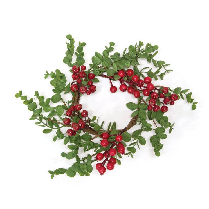 Hunter's Glen Berries & Eucalyptus Candle Ring, 4.5" for wholesale by Saybrook Lane