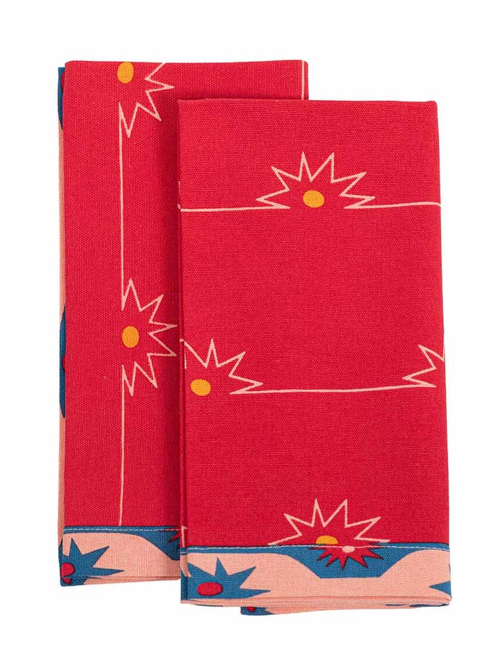 Mojito Red Napkins (Set of 4) for wholesale by Isla Capricho Homeware