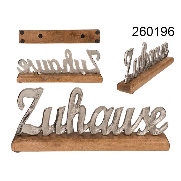 Silver coloured wording, Zuhause, for wholesale by Out of the blue KG