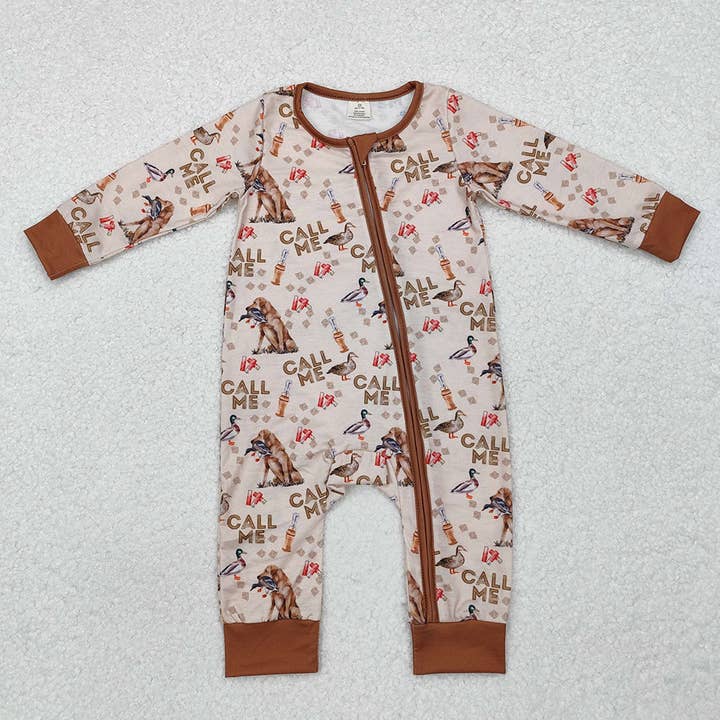 Aier Wholesale - Wholesale Jumpsuit - Baby - Baby Infant Boys Duck Call Me Hunting Bamboo Zip Rompers