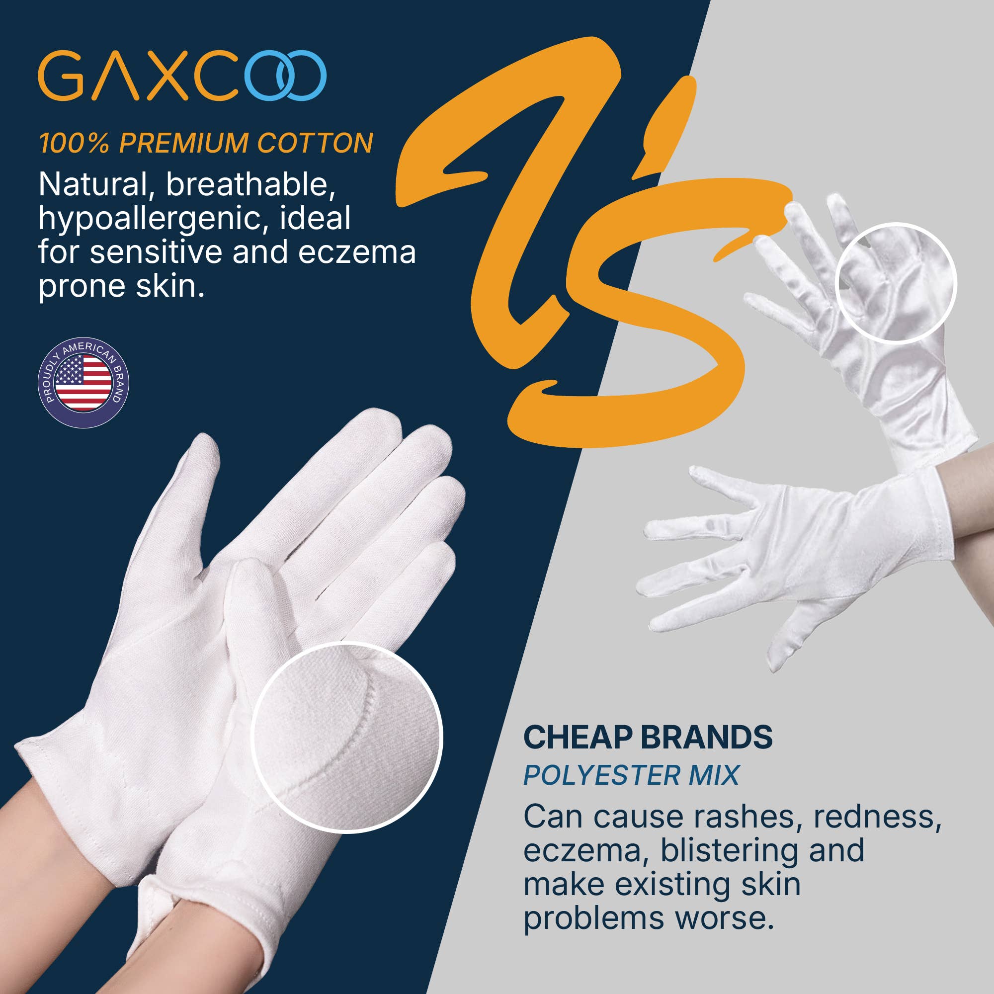 Cottonnerie - Vente Gants hydratants - Gaxcoo | Gants hydratants 100 % coton (taille M - 7 paires)2