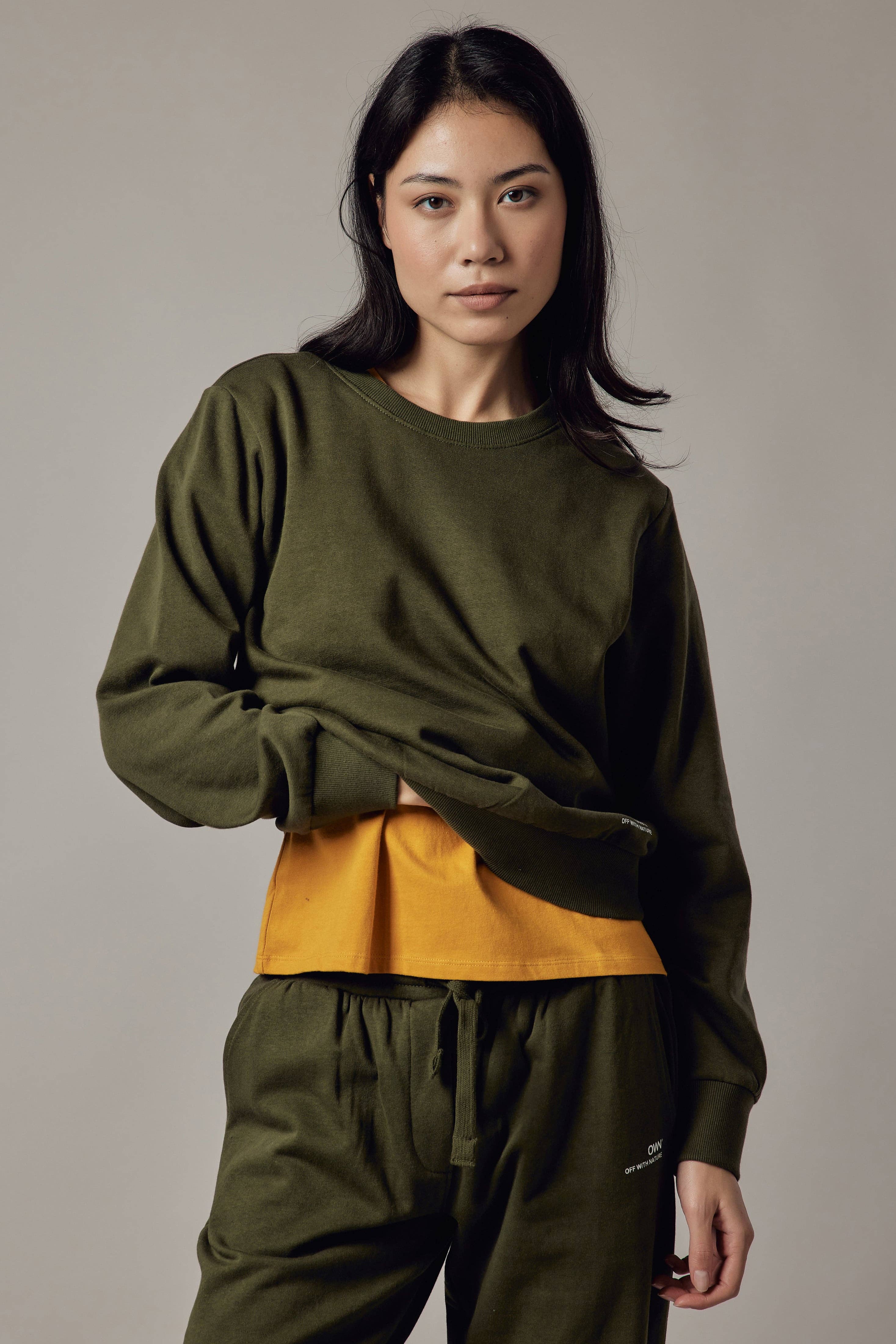 Military Green Crew Neck Sweatshirt for wholesale on Faire14