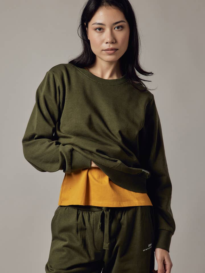 Military Green Crew Neck Sweatshirt for wholesale on Faire14