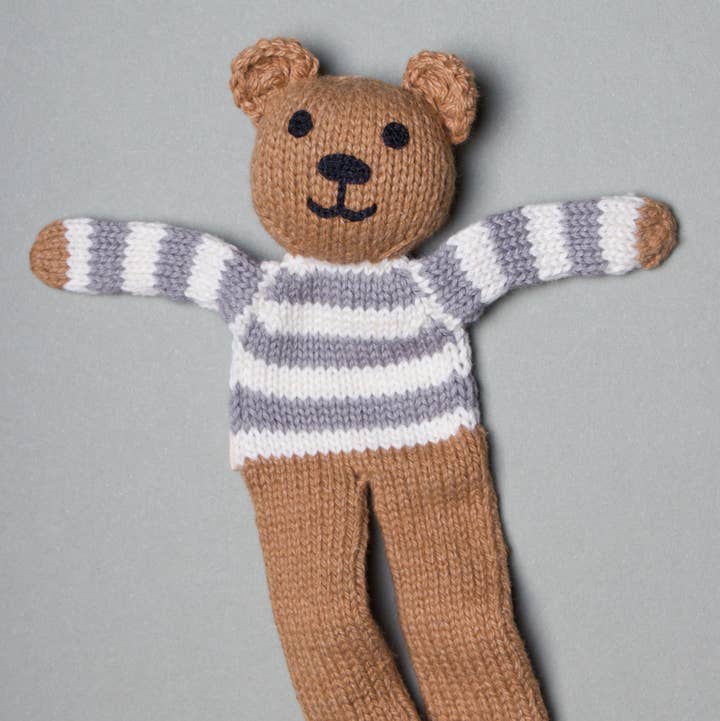 Organic Brown Bear with Stripes (Handmade) for wholesale by Estella
