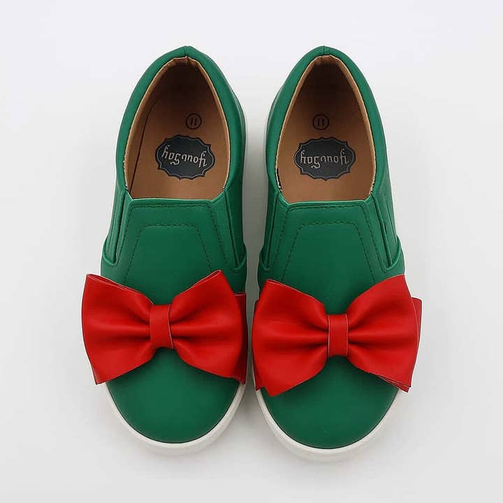 Preordina TAYLEE Mistletoe Bow On Toe Sneakers - Verde con Fiocco Rosso per la vendita all'ingrosso da parte di Yourtay