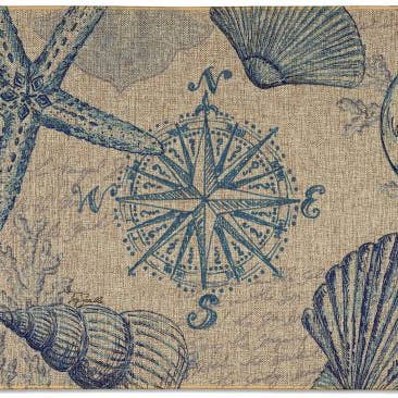 Coastal Sketch Indendørs/udendørs Linen Look gulvmåtte for engroshandel hos CounterArt/Highland Home/Thirstystone/CoasterStone