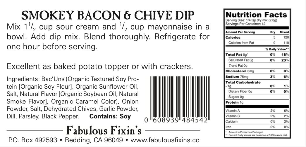 Fabulous Fixins - Wholesale Dip - Smokey Bacon and Chive Dip2
