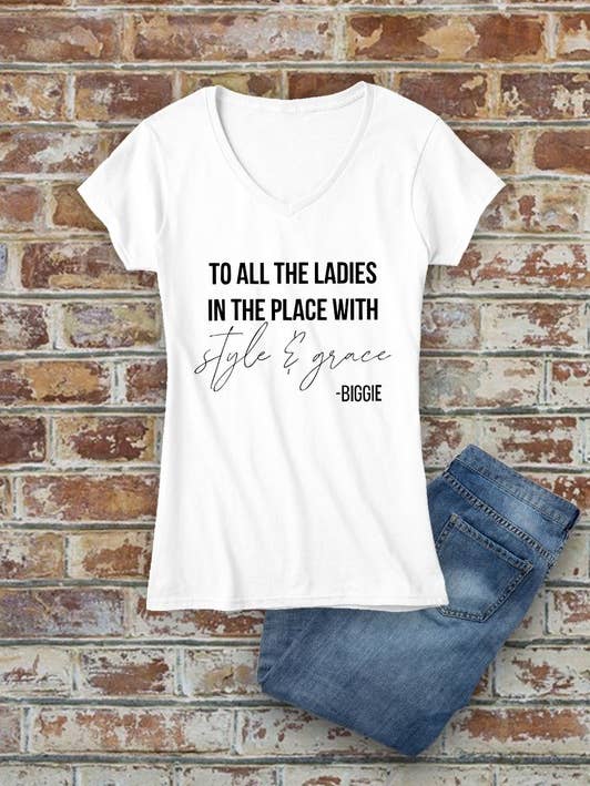 Ladies With Style and Grace, Women's Fitted V-Neck T-Shirt for wholesale by Top Avenue