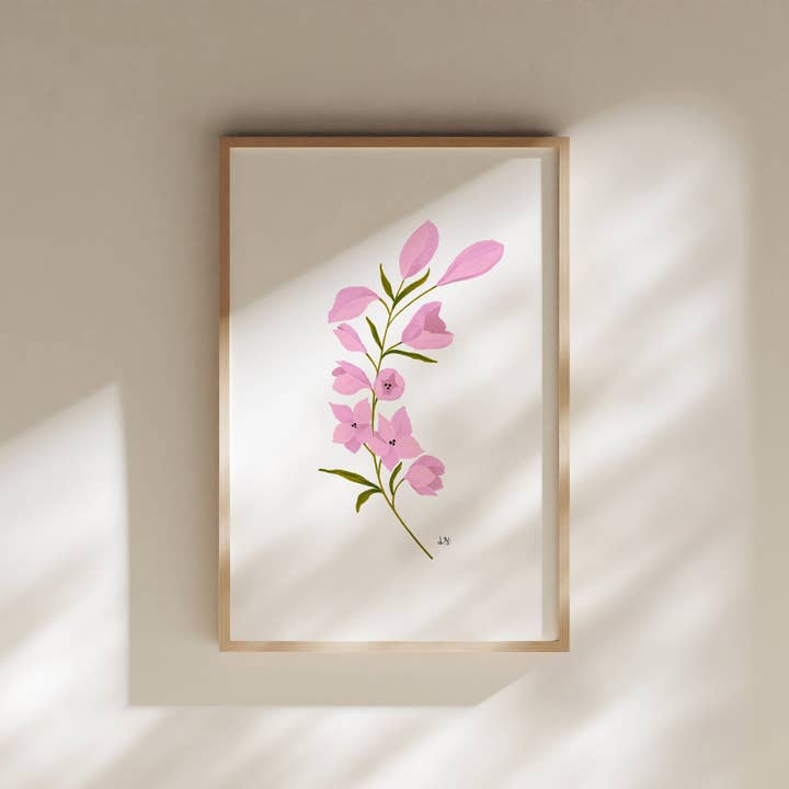 Pink Larkspur Floral Wall Art for engroshandel hos GREENHOUSE SOCIETY PAPER