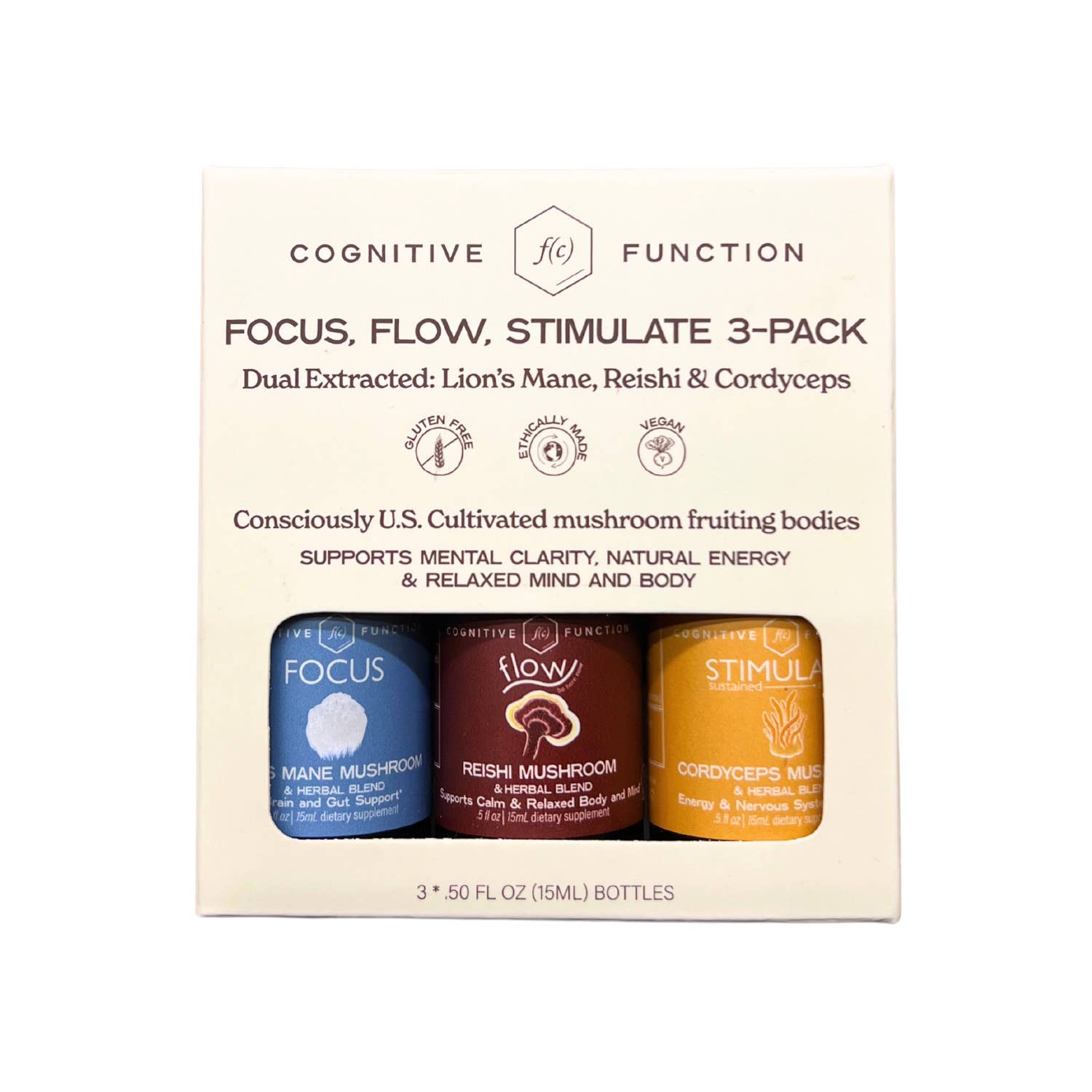 Cognitive Function - Wholesale Tincture - 3-Pack FOCUS, FLOW, STIMULATE