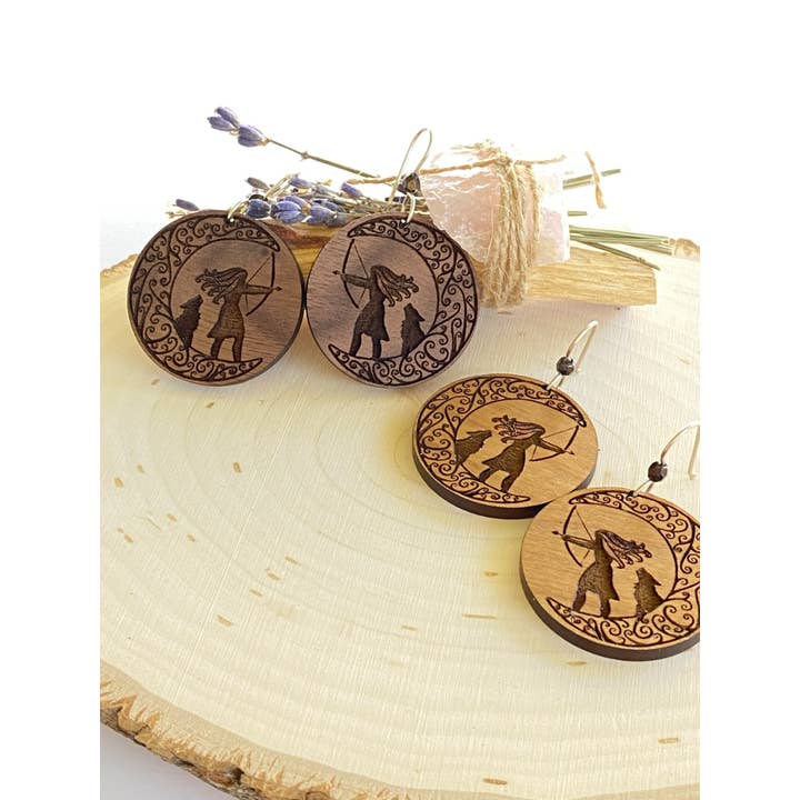 Violet Lotus - Wholesale Dangle Earrings - Yoga Jewelry | Artemis Goddess Wooden Earrings3