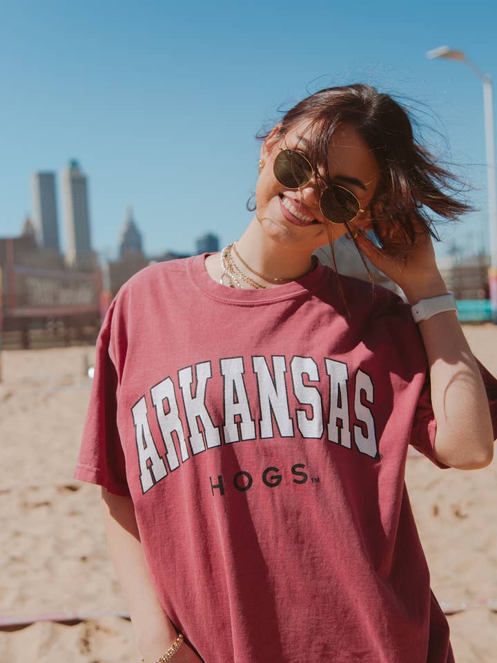 LivyLu - Wholesale Screen Printed T-Shirt - Unisex - Arkansas Razorbacks Filled Gault Cardinal Comfort Colors Tee