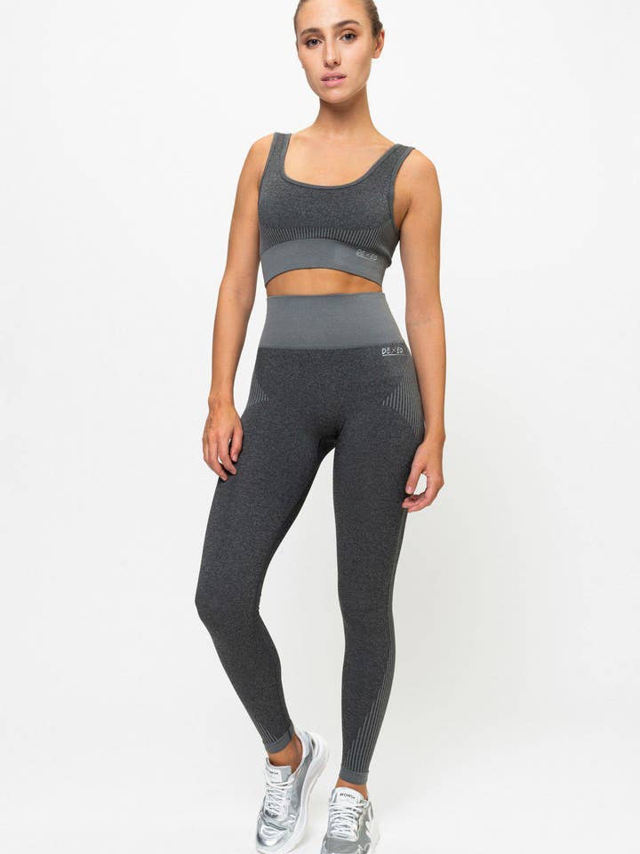 Dexed - Wholesale Activewear Set - Women's - Complete Sports Leggings Set | Grey Action Bra2