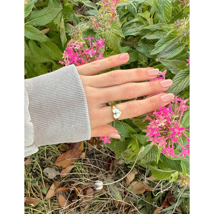 Elevated Faith - Wholesale Signet Ring - Enamel Heart Cross Ring2