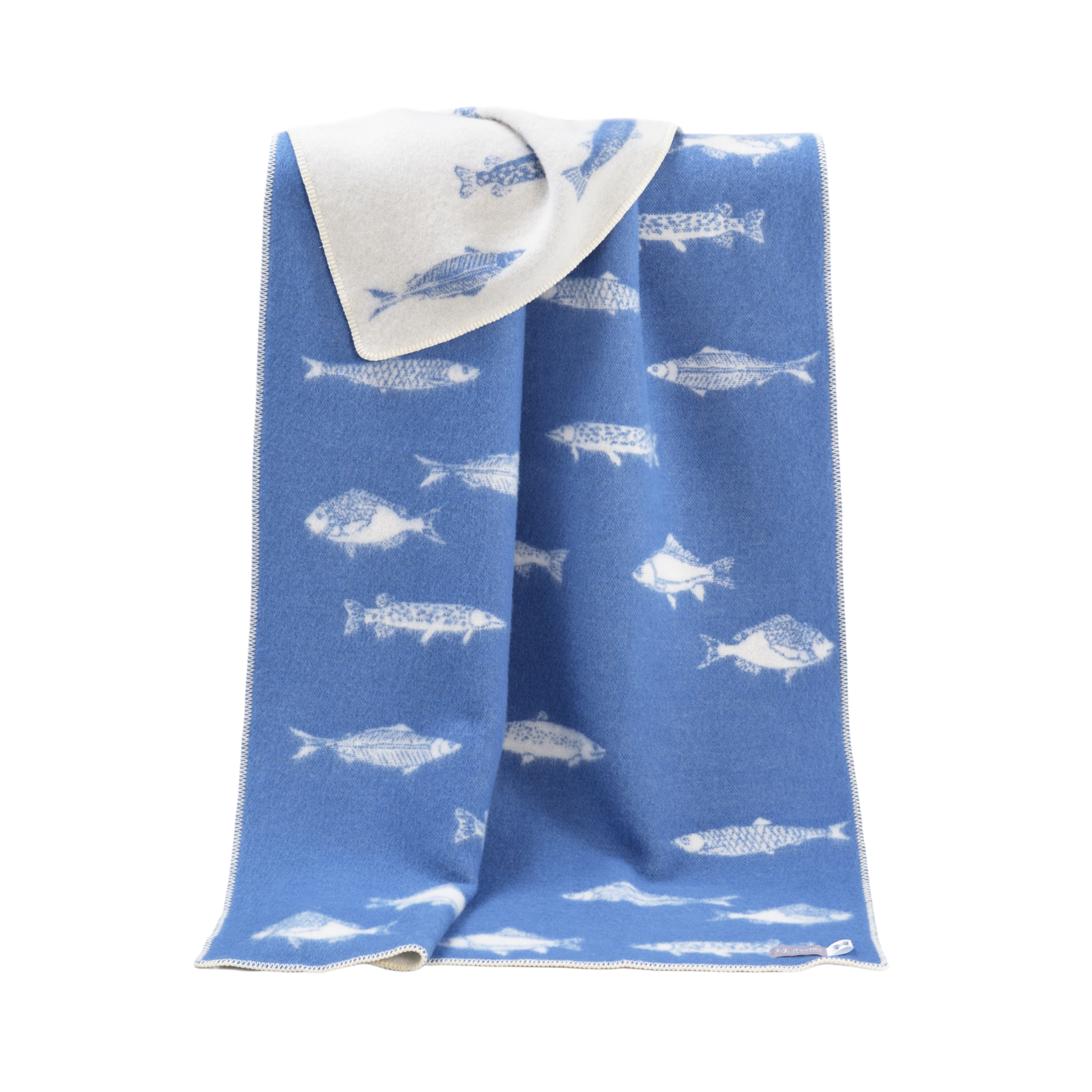 JJ Textile – wholesale Throw blanket – Fish Blue Wool Blanket1