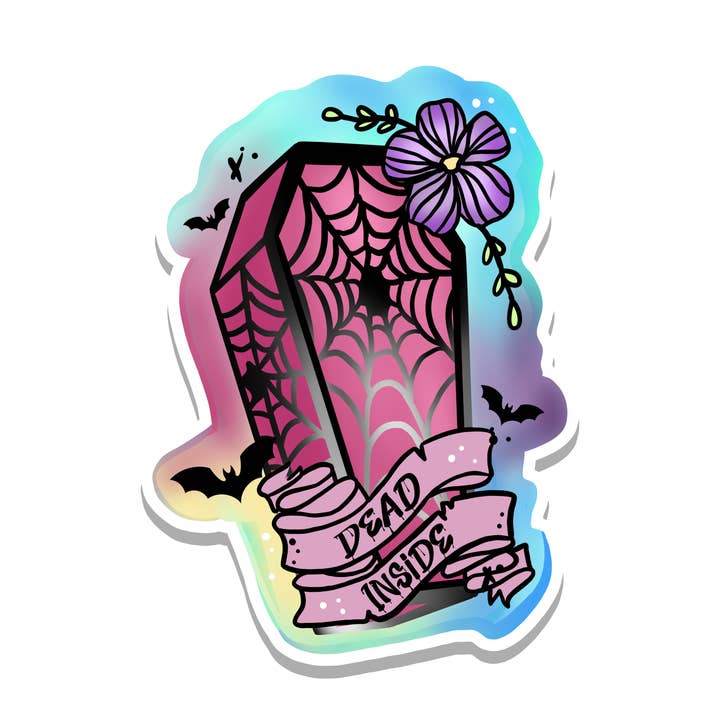 Dead Inside | Coffin | Funny | Waterproof Sticker | 3.5" for wholesale by Rebel and Siren Stickers