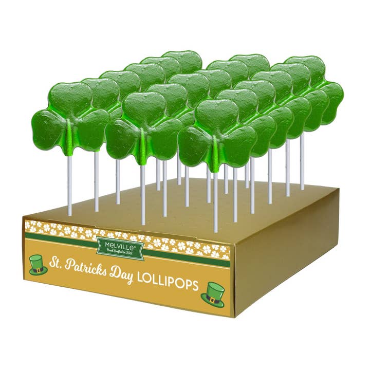 Lucky Shamrock Lollipops for wholesale by Melville Candy Company