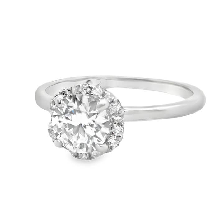 Sterling Silver 0.8CT 6.0MM Moissanite Halo Engagement Ring for wholesale by Atlanta Jewelers Supply