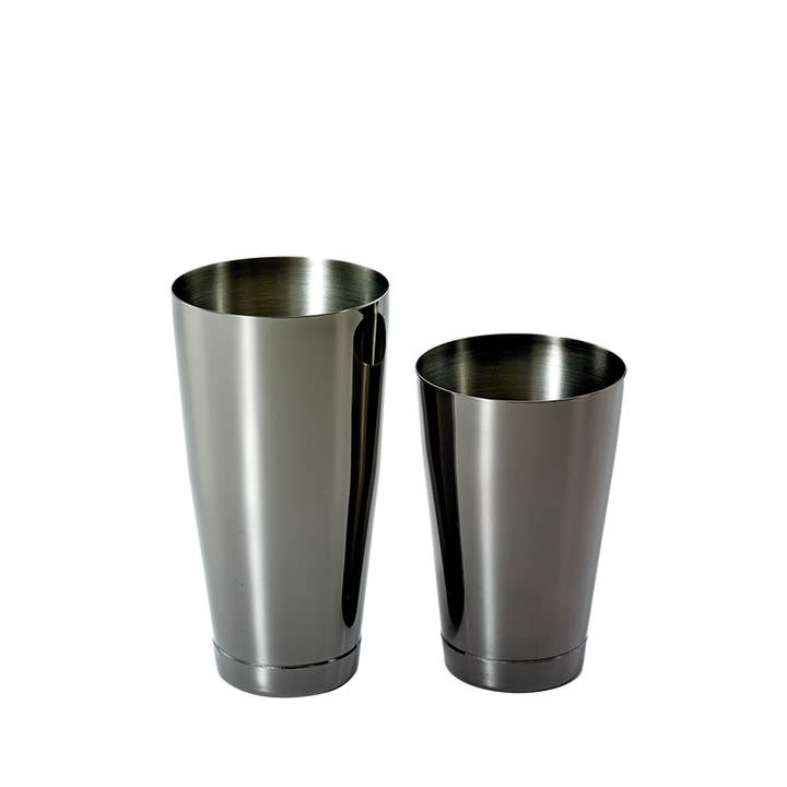 Barfly Cocktail Tin, Set (18 oz and 28 oz), Gun Metal Black, for wholesale by Barfly Mixology Gear & Mercer Culinary