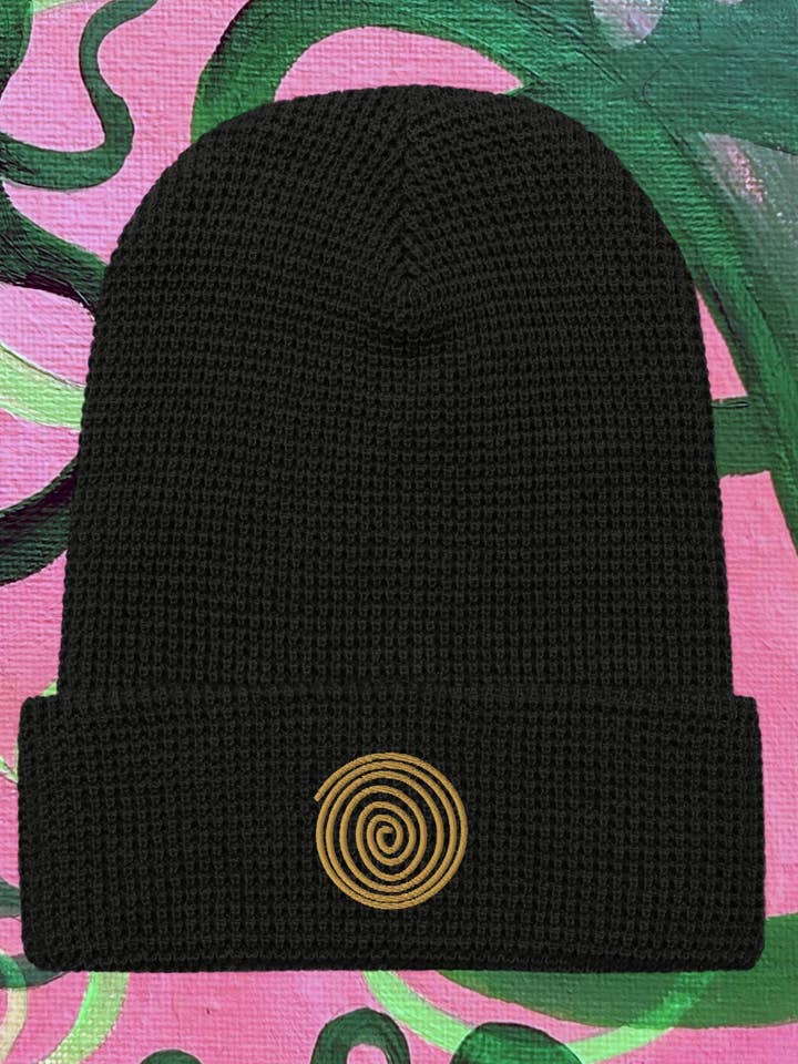 Gold Spiral Waffle Beanie | Streetwear for wholesale by Beryl Rivkah